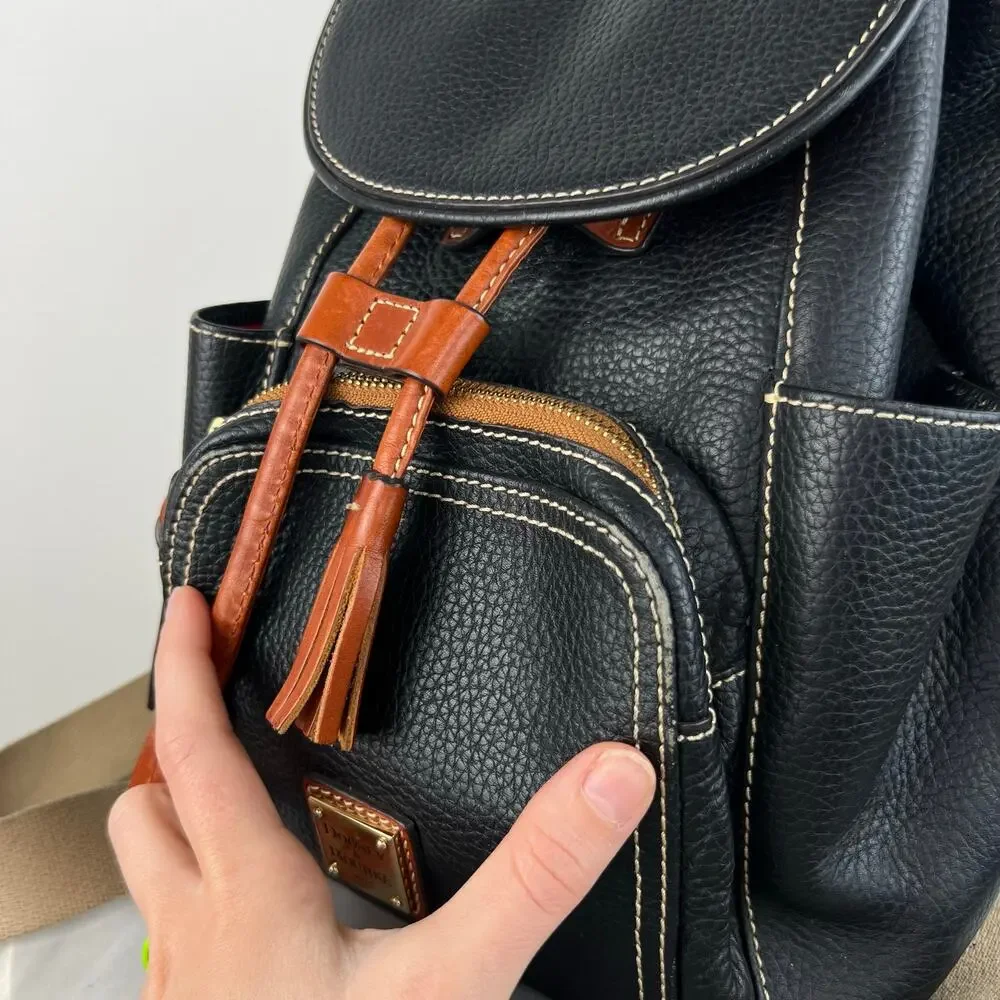 Dooney & Bourke Black Pebbled Leather Medium Murphy Backpack